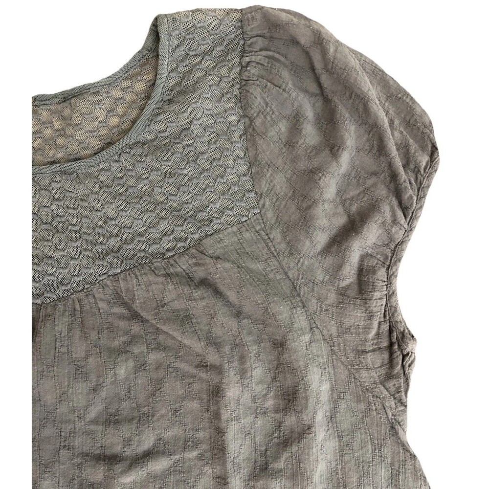 Free People Moon River Lace Shirt, Fringe Bottom, Cap Sleeve, Women Sz XS, Blue